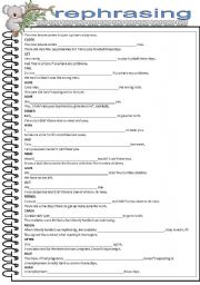 English Worksheet: CAE Rephrasing