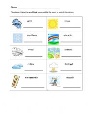 English worksheet: Weather Scramble