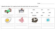 English Worksheet: Short E Phonic Worksheet