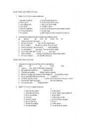 English Worksheet: adjectives and verbs plus prepositions