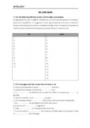 English worksheet: Do and make