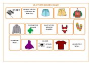 English Worksheet: clothes board game