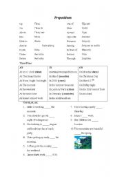 English worksheet: Prepositions