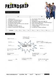 English Worksheet: friendship