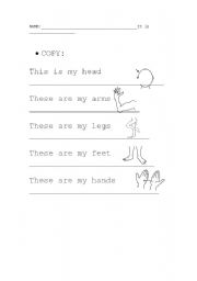 English Worksheet: COPY BODY PARTS