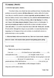 English Worksheet: language part for 9th form end of term exam n1