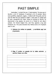 English Worksheet: Past simple reading