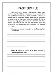 English Worksheet: Past simple reading