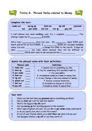 English Worksheet: Money Phrasal Verbs