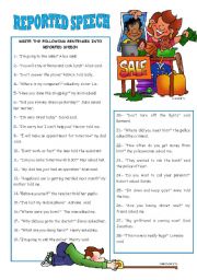 English Worksheet: REPORTED SPEECH