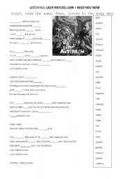English Worksheet: Listening- Lady Antebellum- I need you