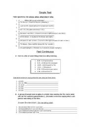 English worksheet: PAST SIMPLE AND CONTINUOUS