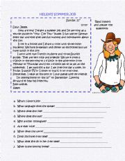 English Worksheet: Helens summer job