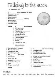 English Worksheet: Song by Bruno Mars: Talking to the Moon