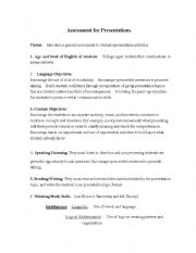 Assessment/Evaluation/Grading for Presentations
