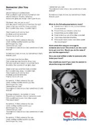 English Worksheet: Someone like you - Adele - Second Conditional