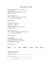 English worksheet: the fray - never say never