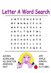 English worksheet: word search