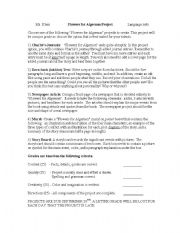 English Worksheet: Flowers for Algernon Project