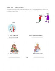 English Worksheet: What are they doing? 