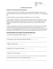 English worksheet: Friends and interests