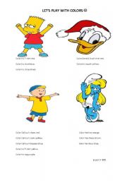 English Worksheet: color the clothes