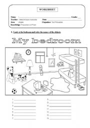 English Worksheet: My Bedroom