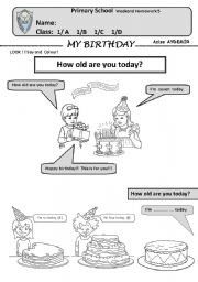 English Worksheet: my birthday