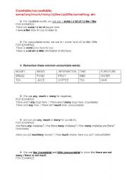 English Worksheet: some, any, much, many, a few, a little, something, ...etc