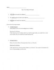 English worksheet: Dissect Writing Prompt