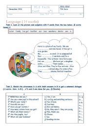 English Worksheet: Test about family; friends and hobbies