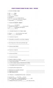 English Worksheet: past form verb to be, past continuous, expression of past