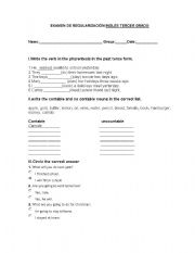 English worksheet: examen regularizacion , secundary school 3rd grade