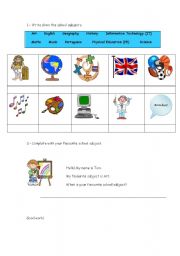 English Worksheet: School Subjects