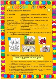 English Worksheet: Colour idioms
