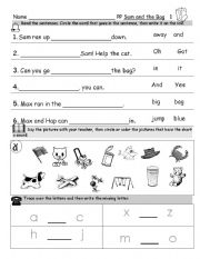 English Worksheet: Sam and Bag fixed