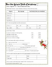 English Worksheet: How the Grinch Stole Christmas Part 4/6.