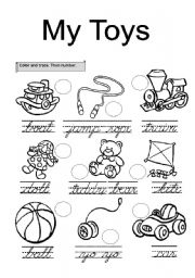 English Worksheet: my toys