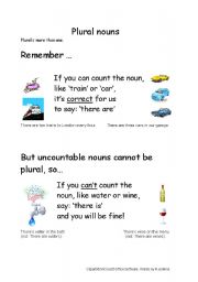 English worksheet: uncountable nouns cannot be plural