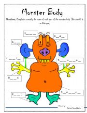 English Worksheet: Monster Body