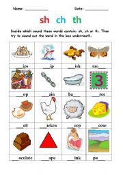 English Worksheet: SH CH TH