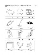 Short Vowel Sounds - Medial Position Quiz