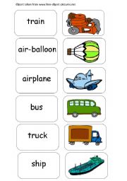 English Worksheet: Memory Game -Transportation