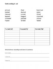 English Worksheet: -ed endings