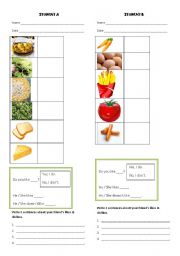 English Worksheet: Food survey