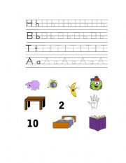 English worksheet: Letter Tracing and First-Letter Matching