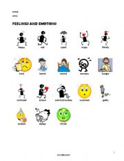 English worksheet: Feelings and Emotions - Wordlist