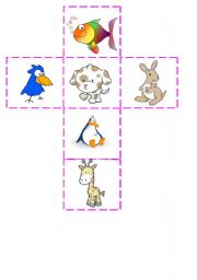 English Worksheet: Two dices to teach can/cant with animals