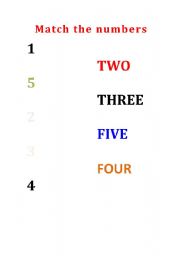 English Worksheet: MATCH THE NUMBERS
