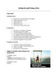 English Worksheet: asking and giving advice